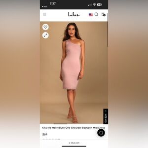 Lulu’s “Kiss Me More” Blush One-Shoulder Dress, Size Small